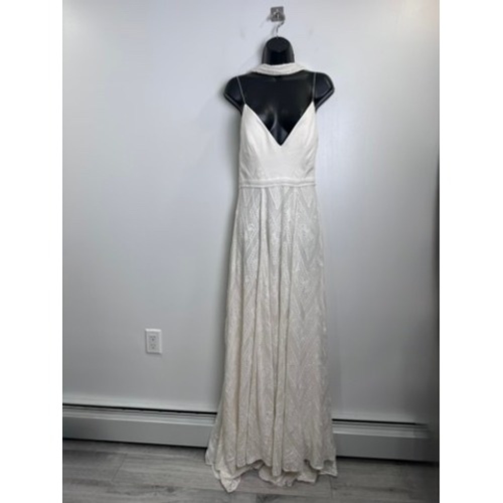 Rue De Seine Women White Lace V-Neck Bohemian Wedding Dress Gown UK 12 US 8